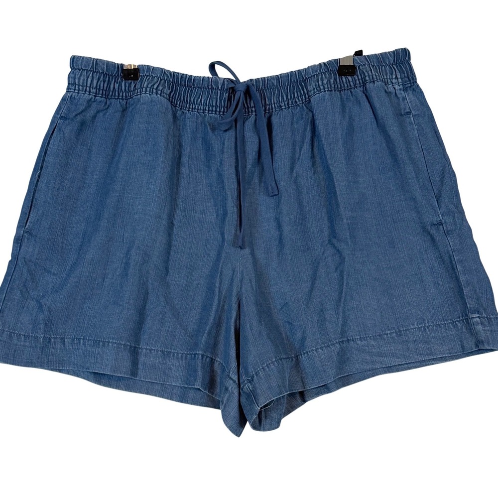 NWT Hilary Radley Womens Tencel Pull On Shorts Denim Elastic Waist •L• Chambray‎